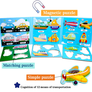 Magnetic Puzzles For Kids Ages 1-3, Travel Toddler Puzzles Ages 2-4 Year, Space Car Activities Toy For Boys & Girls 3-5 Yo - Lea