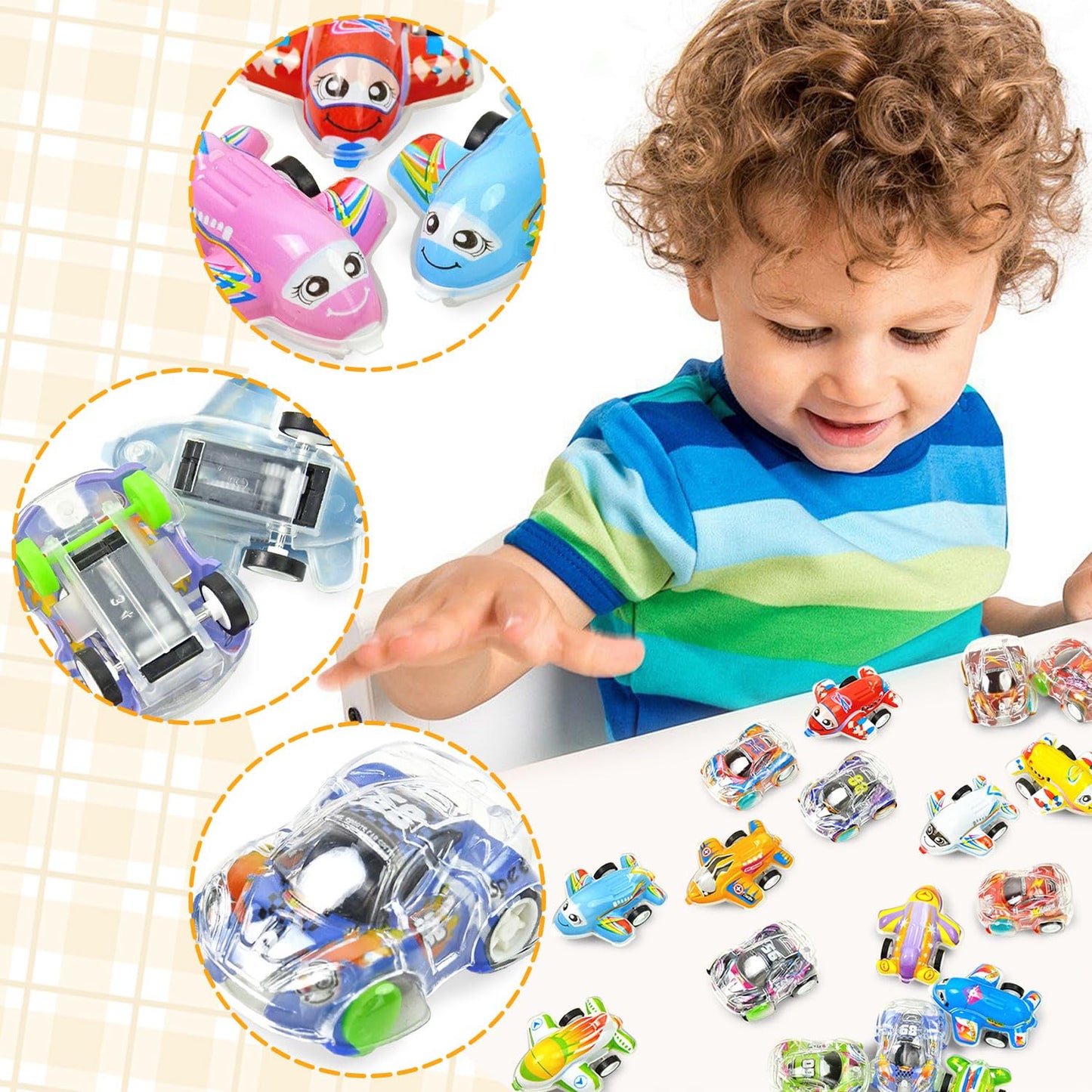 Vileafy 50 Pull Back Cars and Planes Bulk Set- Treasure Box Toys for Classroom, Party Favors for Kids 3-5,Carnival Prizes and Go