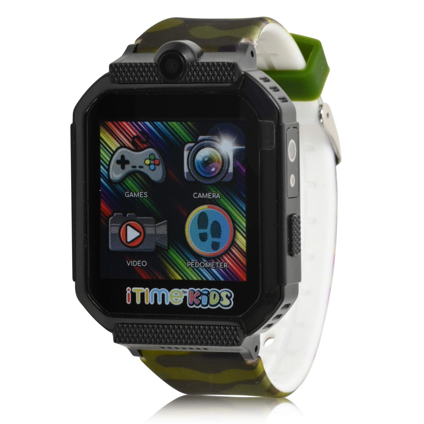 Accutime Itime Kids Camouflage Interactive Smart Watch - Educational Tools, Fitness Tracker, Camera, Games, Temperature Sensor - Safe Tech For Children (Itk2001Az)