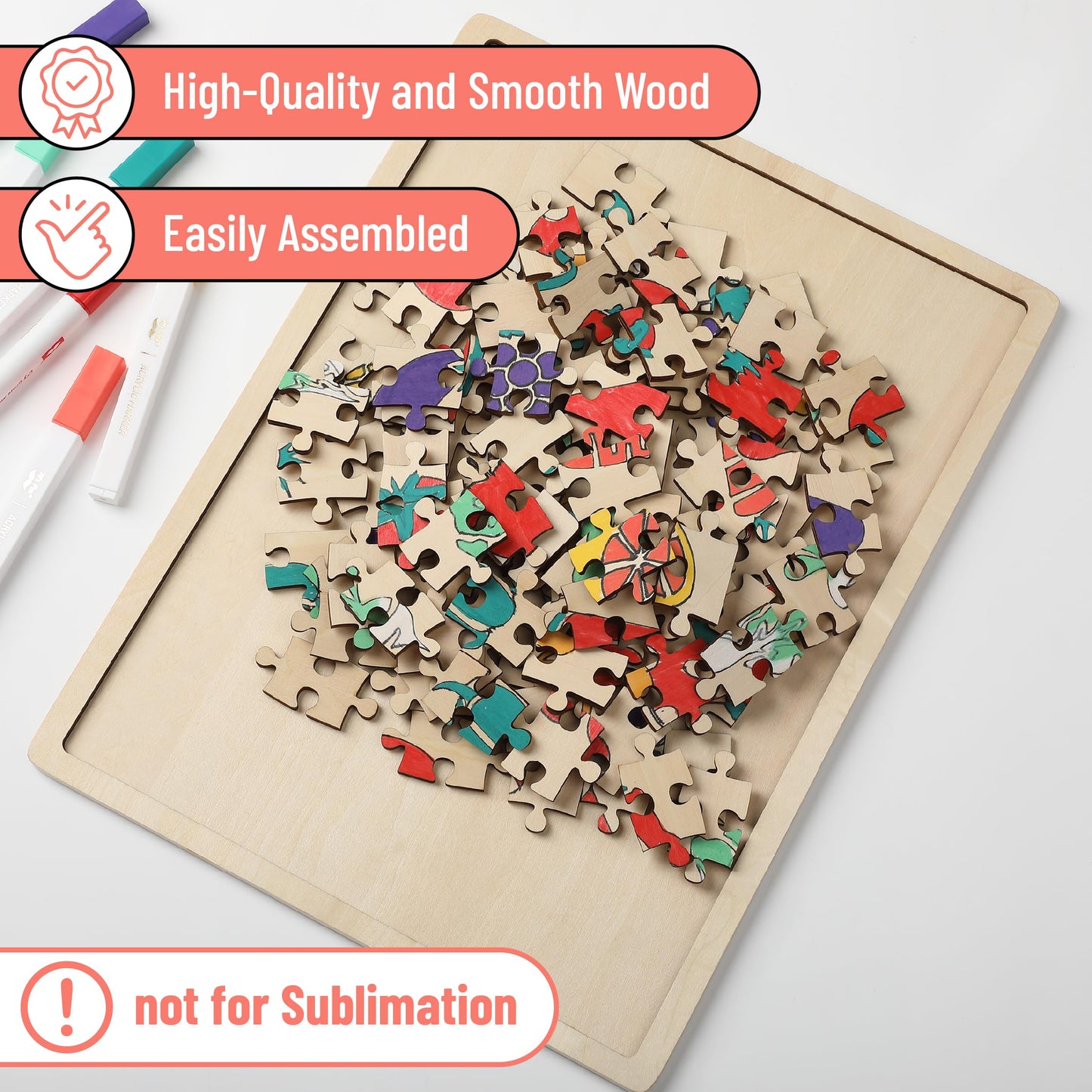 Mr. Pen- Blank Wooden Puzzle, 100 Pieces, 14.2'' X 10.6'', Wooden Blank Puzzles To Draw On
