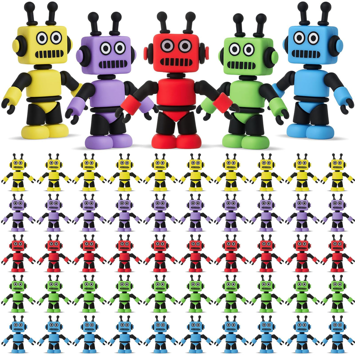 Vertintong 50 Pcs Colorful Mini Robot Figure Toy Tiny Robot Figurine Statue For Kid For Bot Party Favor Christmas Stockings Fill
