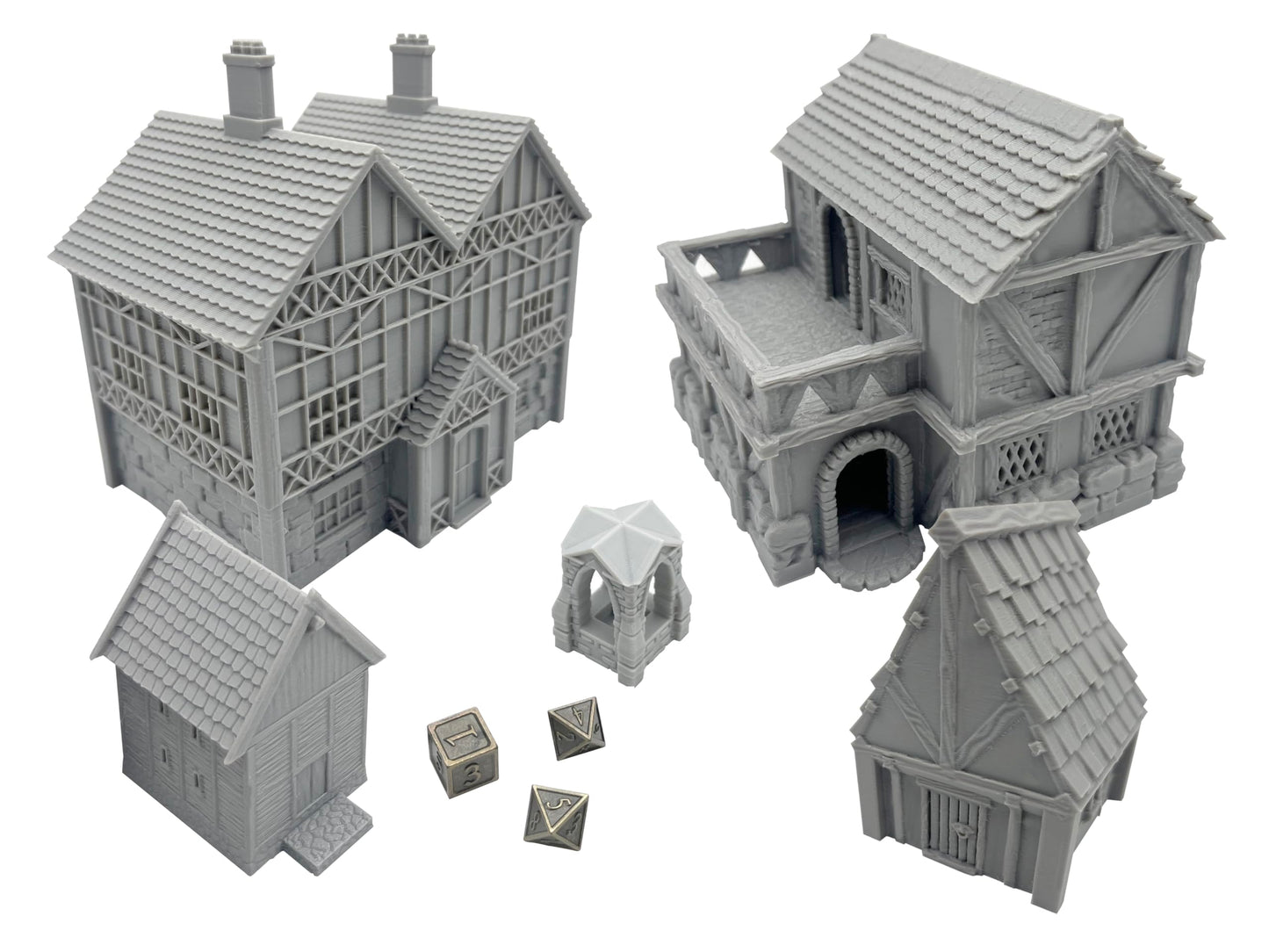 Paintable Tabletop Miniature Little Town Building Terrains Compatible with RPG War Games - 18mm Scale Dioramas Building Set Scen