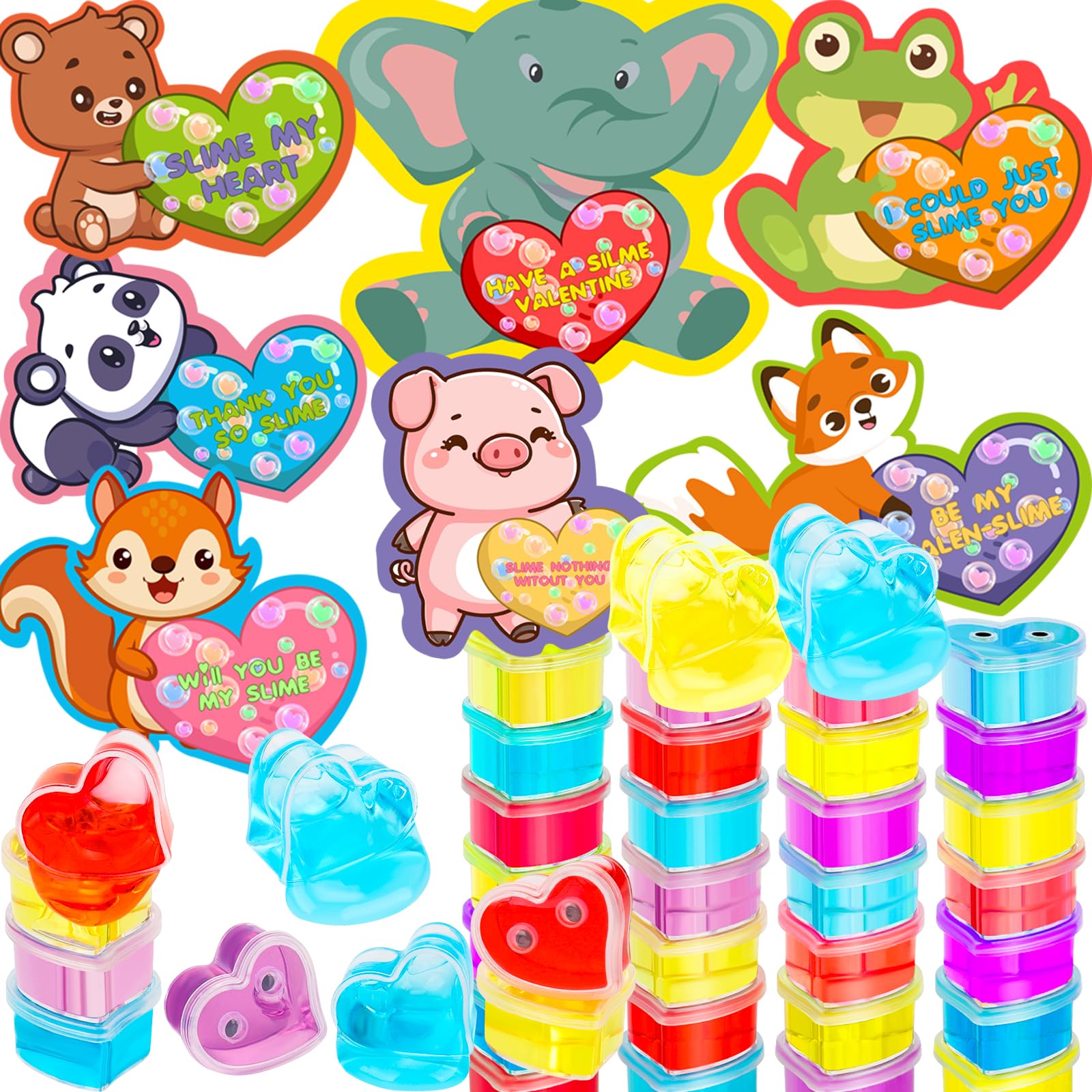 Valentines Day Gifts For Kids 28 Pack Slime Valentines For Kids Valentines Day Cards For Kids School Class Valentines Cards For