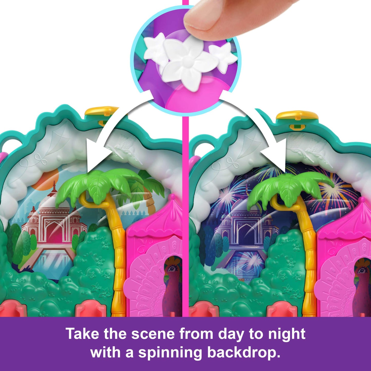 Polly Pocket Peacock Garden Compact Playset with 2 Micro Dolls & Pets, Multicolor, One Size, Model HWN97