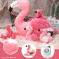 Qpewep 21-Inch Pink Flamingo Stuffed Animal with 4 Plush Babies - Soft, Machine Washable, Perfect for Kids' Birthdays and Zoo Party Decor
