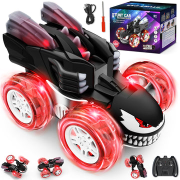 Innofans Remote Control Car for Boys, 360 Rotating 4WD Stunt RC Cars with Cute Cool LED Lights, 2.4GHz Rechargeable Car Toys Bir