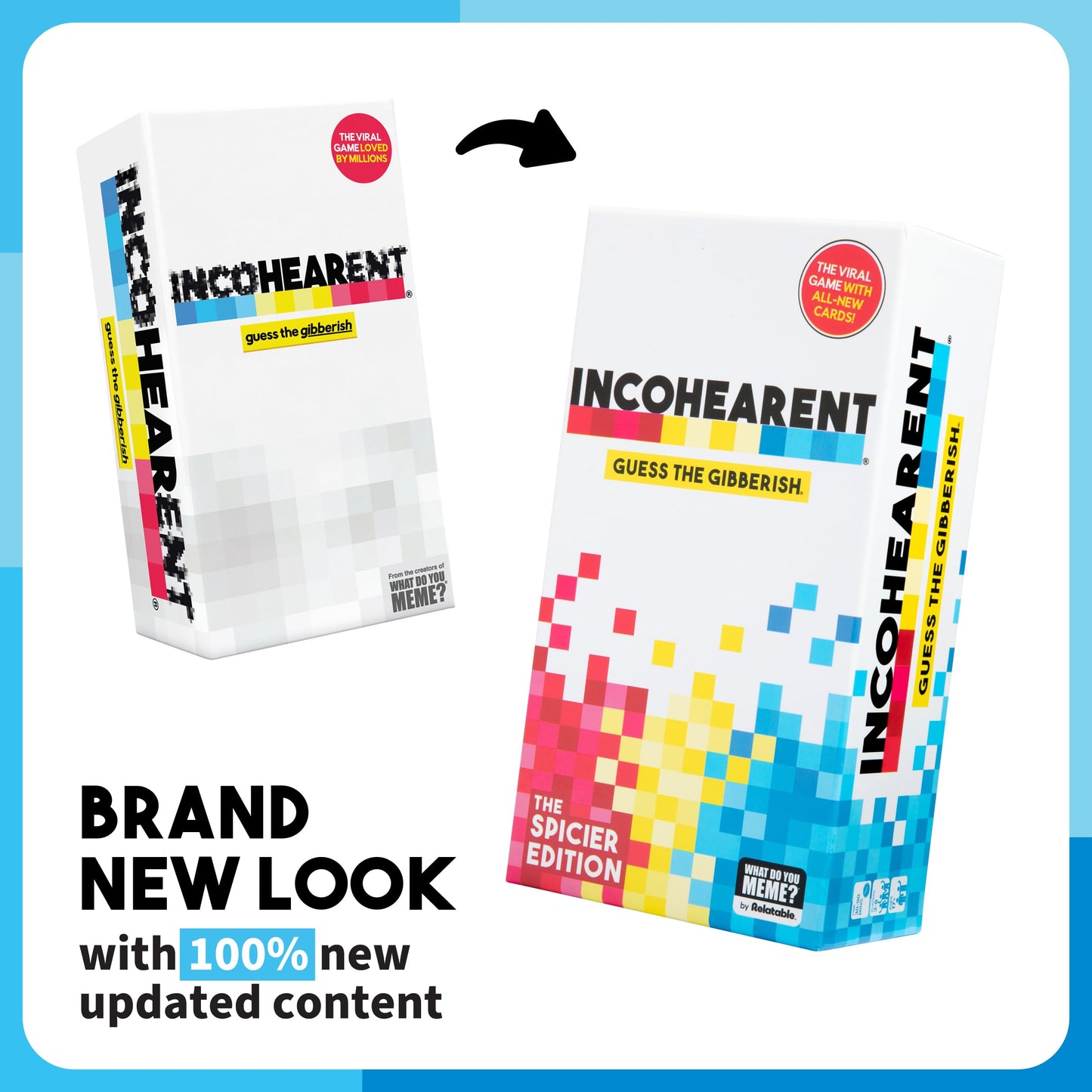 WHAT DO YOU MEME? Incohearent Party Game - 400 Cards, Multi-colored, Fun for Game Night & Bachelorette Parties, Model ICH413