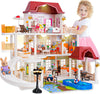 Tuzt Doll House For Girls Toddler Toys With 4 Doll Toy Figure, Pool Slide, Elevator, Furniture, Pretend Play Dream Dollhouse Pla