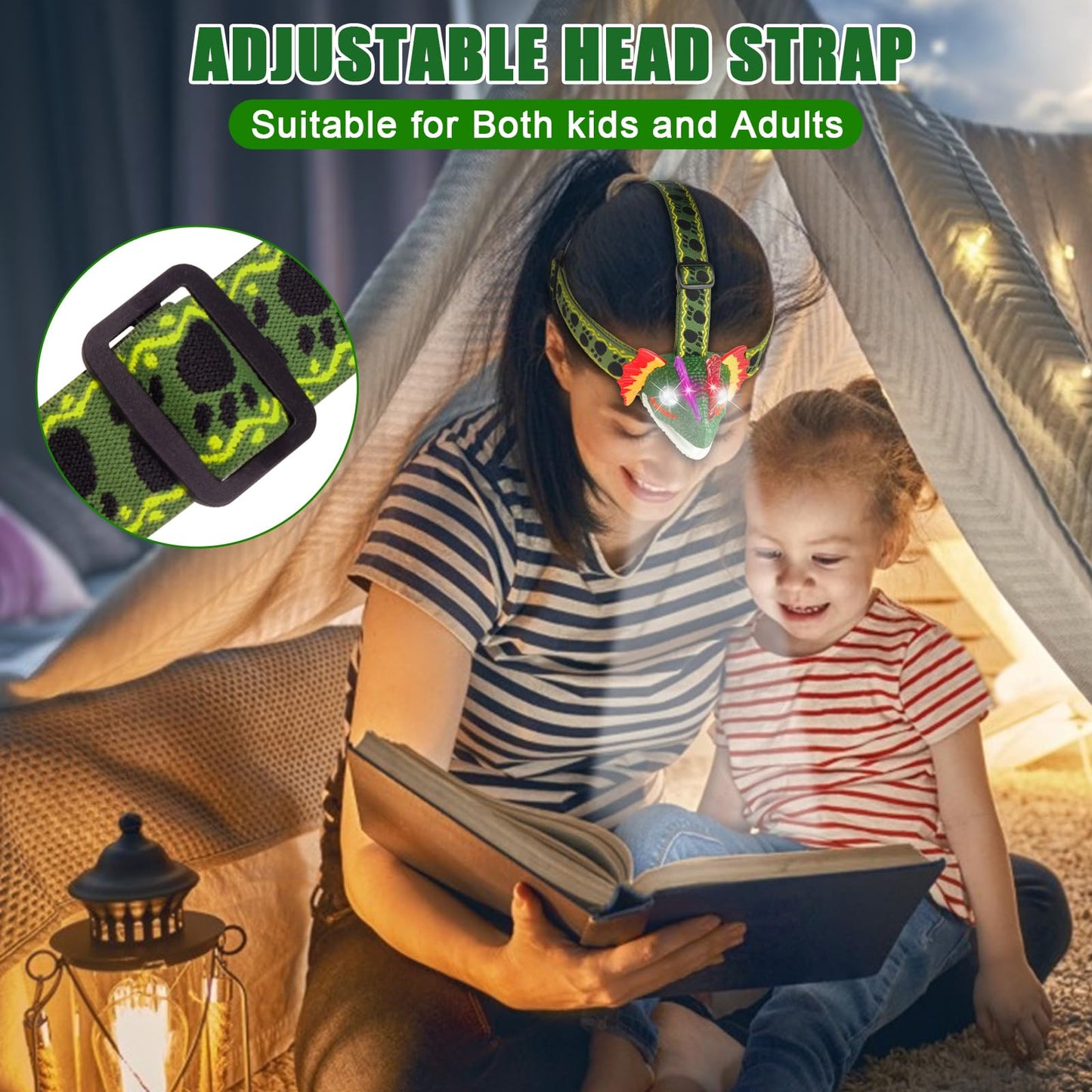 Dx Da Xin Dinosaur Headlamp Led Dilophosaurus Headlamp For Kids Camping Gear Essentials Dinosaur Toy Headlighs Flashlight For Boys Girls, Gift For Birthday Halloween Christmas New Year