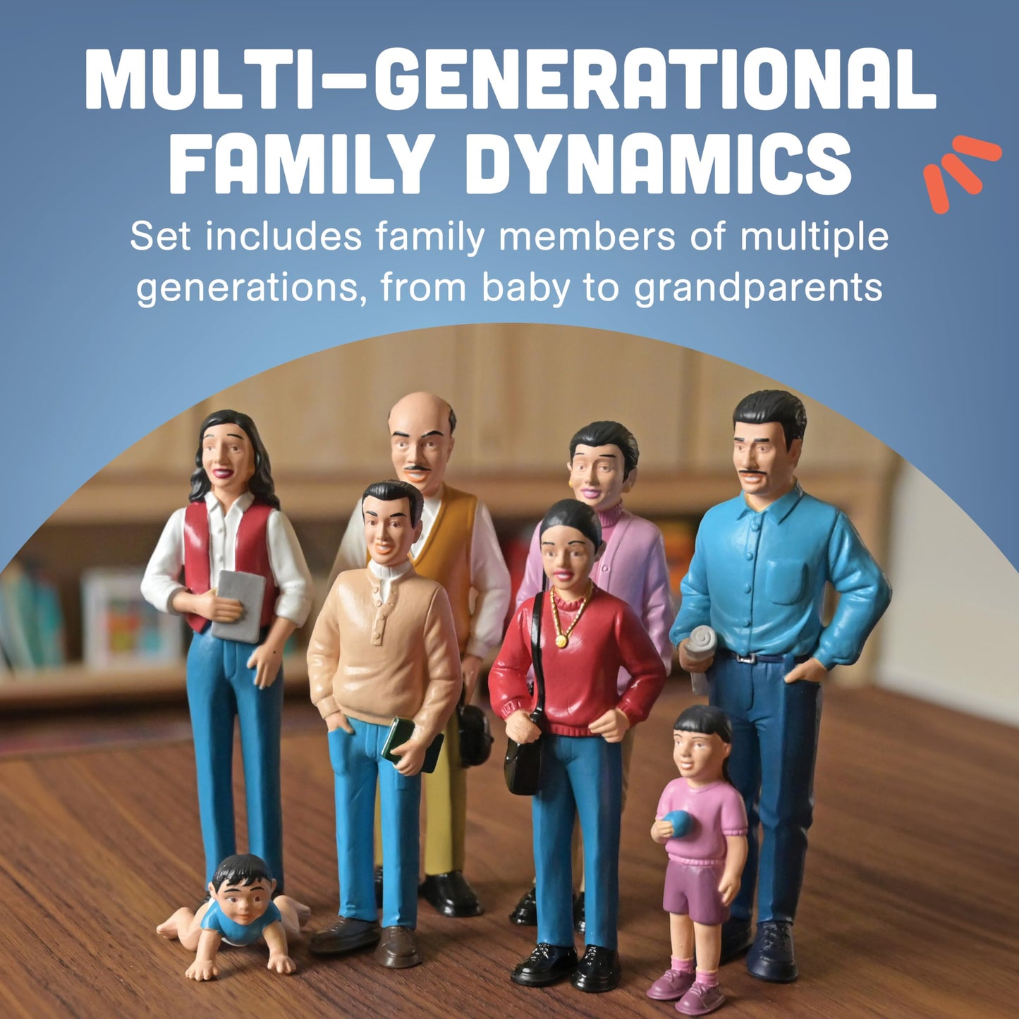 Creative Minds Marvel Education Hispanic Family Toy Figure Set for Kids Ages 3+, Set of 8 Inclusive and Diverse Dollhouse Toy Fi