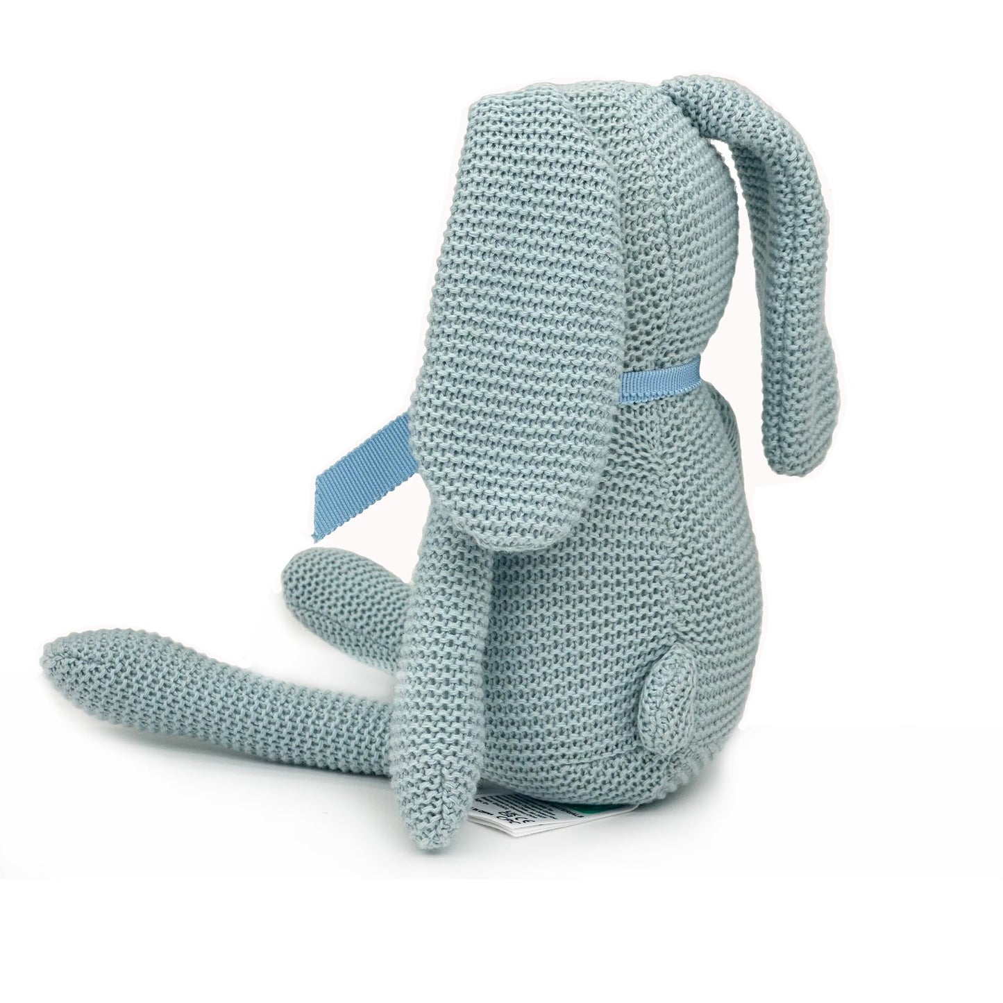 FLUFFYFUN 100% Organic Cotton Baby Toys Blue Bunny Rabbit Stuffed Animals for Newborn 7.1