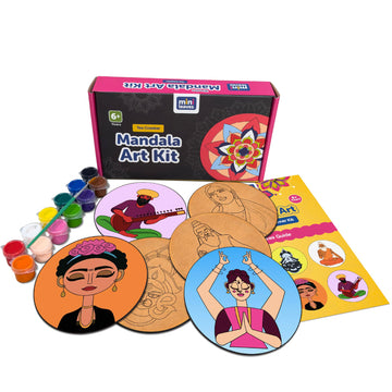 Mini Leaves Wooden Mandala Painting Kit Tea Coasters Art And Craft Kit For Girls Boys 9-12 Years Coaster Diy Kit Set Of 6 - Size
