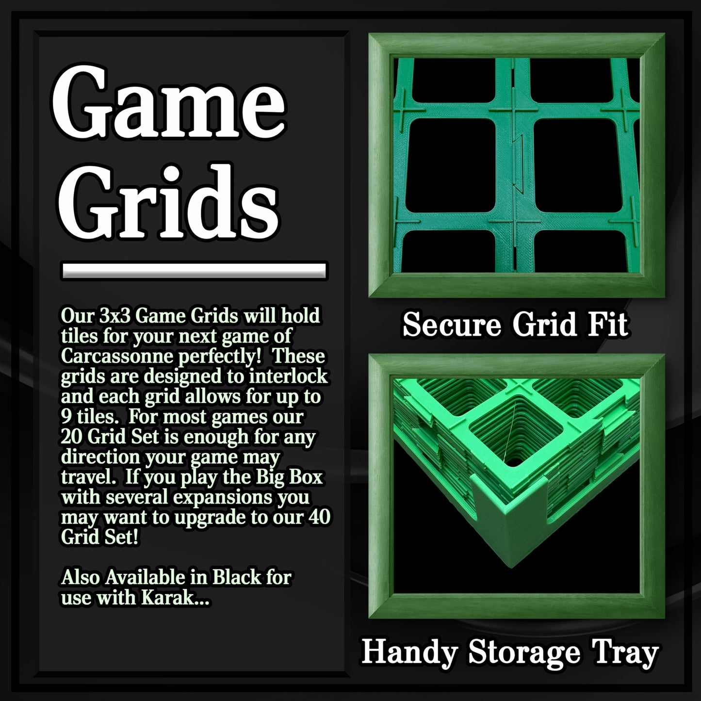 20 Pack Of Game Grids For Carcassonne Board Game Night - Green Game Grids For Strategy Game For Kids And Adults