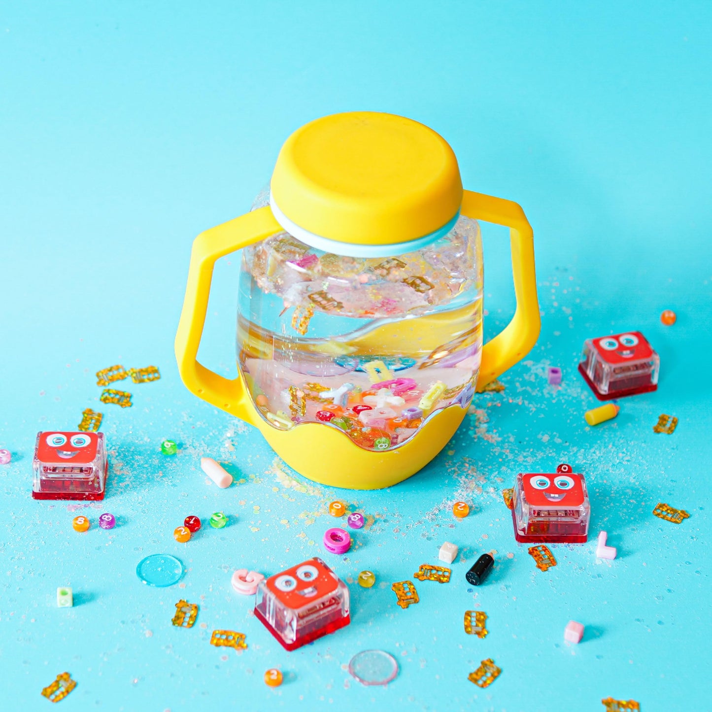 Glo Pals Sensory Play Pack Bundle With Sensory Play Jar, Red Sammy Light-Up Cubes, & Fun Fillers (Easy As Abc)