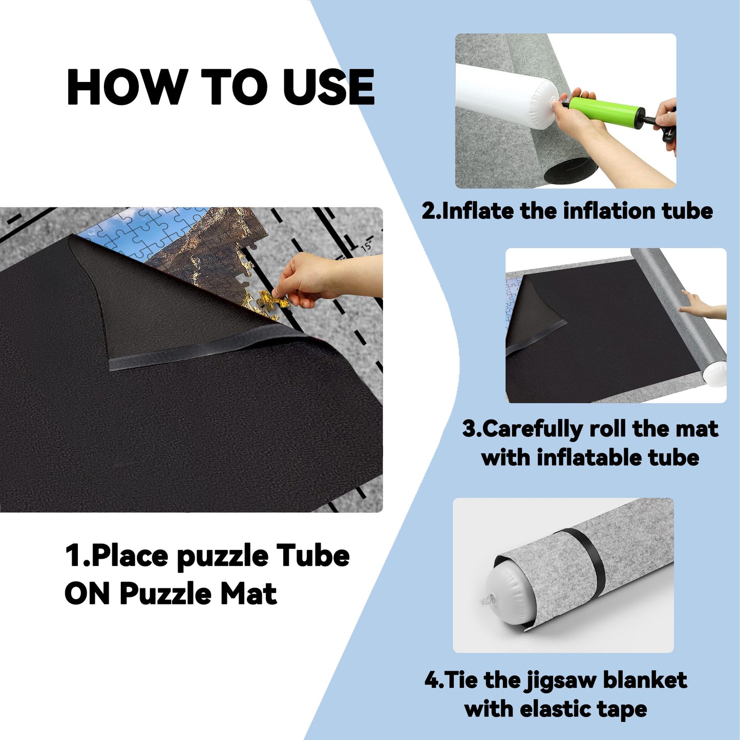 Puzzle Saver with Lid 1000 1500 Pieces Puzzles Board Storage Cover Transport Pump Glue Portable Felt Inflatable Stick Organizer