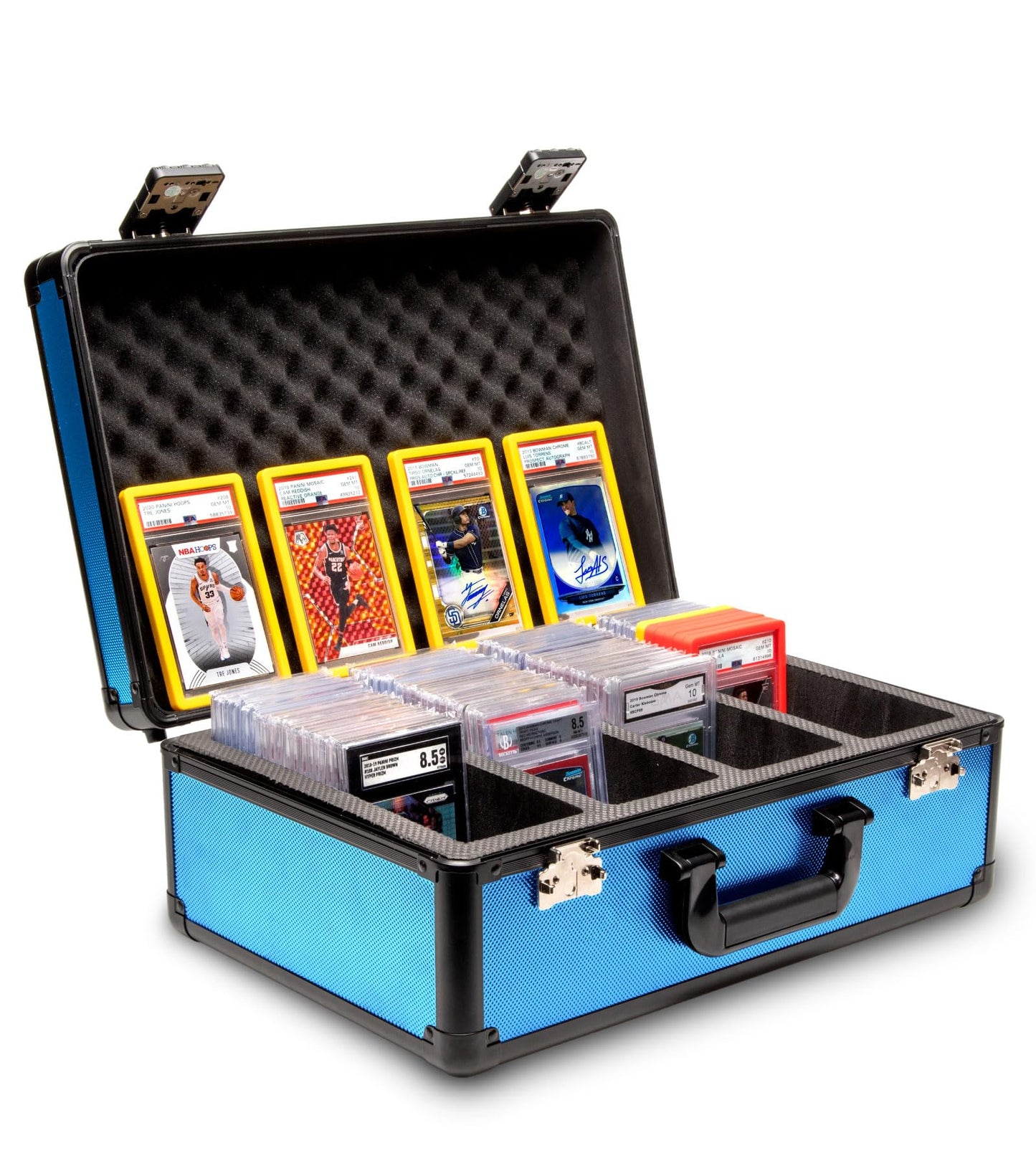 SLAB protective covering FUSION 4 Row Graded Card Storage Box PSA Card Slab Case For Graded cards Holds 160+ Slabs Graded Card Case PSA Slab Box Graded Card Storage Sports Baseball Card Collector Gifts (ROYAL BLUE)