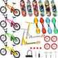 Skylety 31 Pieces Mini Finger Toys Set For Boy Girl Includes 6 Finger Skateboards, 4 Bikes, 2 Mini Scooters 4 Swing Board 8 Matched Wheels 7 Tool Accessories Educational Toy Party Favor(Cool)