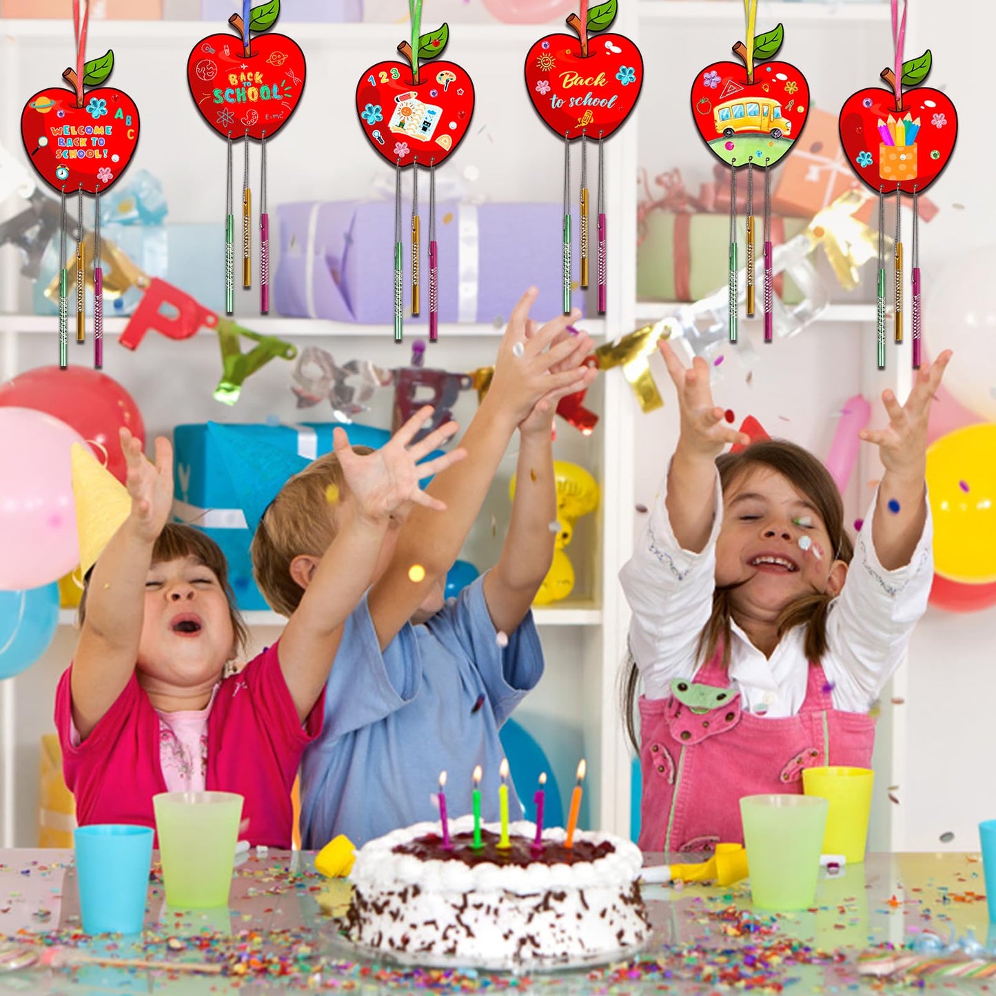 Fennoral 9 Pack Wind Chime Kit For Kids Make Your Own Apple Wind Chime For Girls Boys Back To School Craft Diy Paint Apple Craft