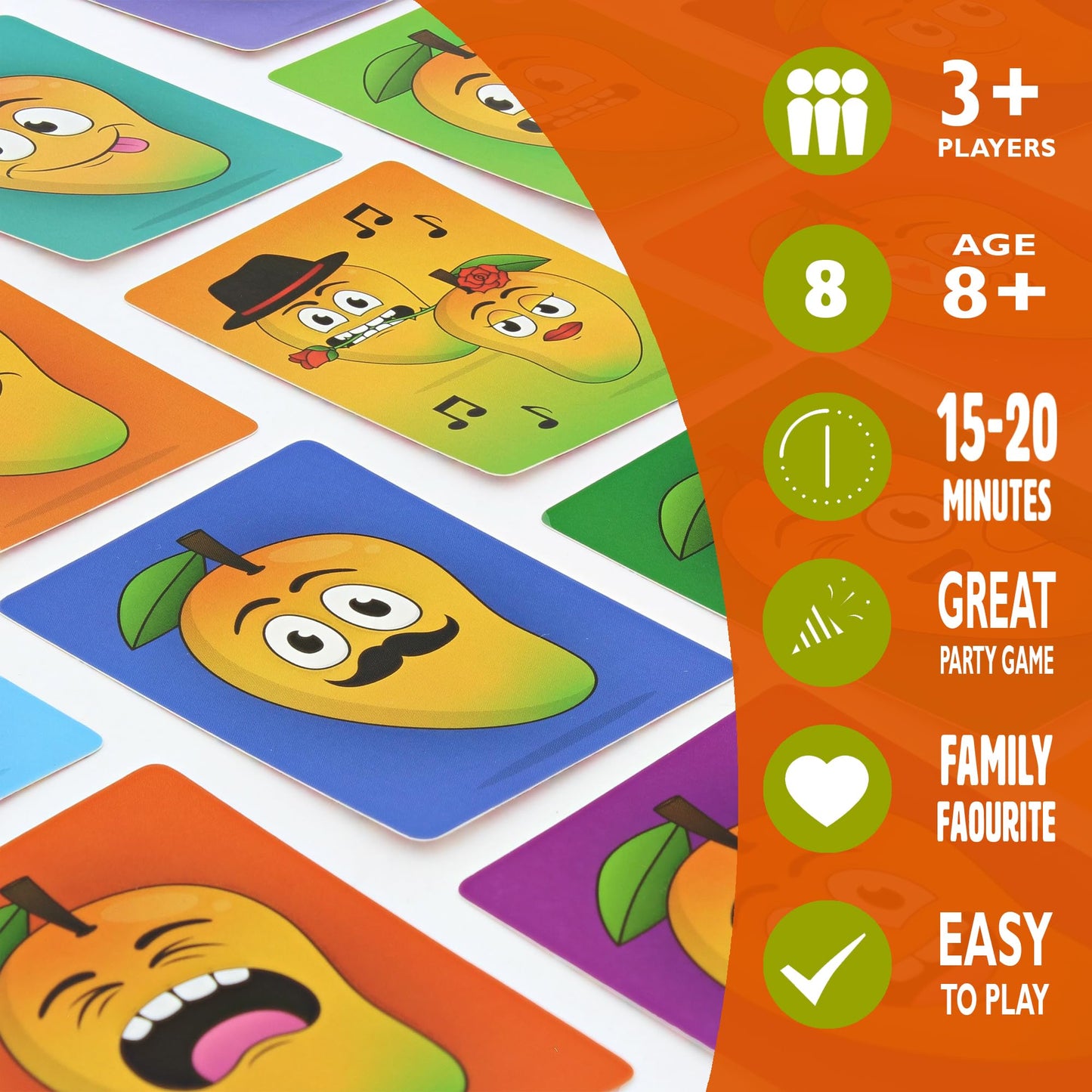 Ginger Fox - It Takes Two To Mango Card Game, Hilarious Matching Game, Quick-Thinking Card Games For Adults & Kids, Face-Making Family Games For Family Game Night, Trips, Parties, 56 Cards, Ages 8+