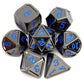 Haxtec Black Metal Dnd Dice Set D&D W/Gift Metal Case Polyhedral Dice For Dungeons And Dragons Ttrpg-Black Blue Numbers