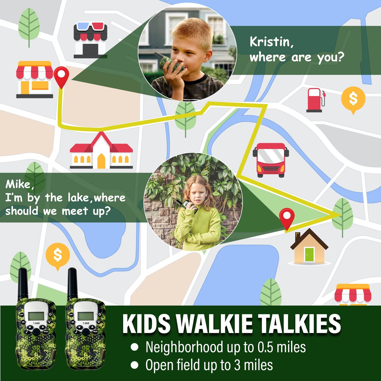 CEREM Outdoor Adventure Kit for Kids - enhanced Camouflage Camping Gear with Walkie-Talkies - Military Style Toys - Explorer Gear Play Set - 10 in 1 Bundle - Ideal for All Ages and Genders