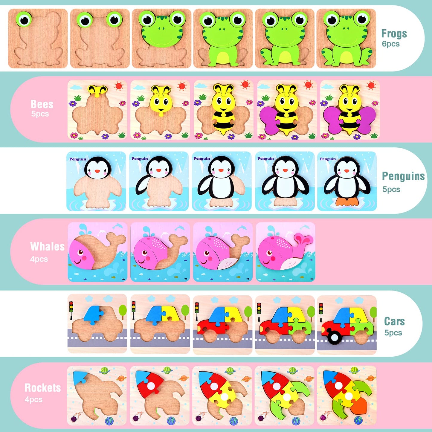 Smttw Toddler Puzzles Montessori Toys For 1 Year Old, Wooden Puzzles For Toddlers 1-3, Boys & Girls Learning Educational Toys Gi