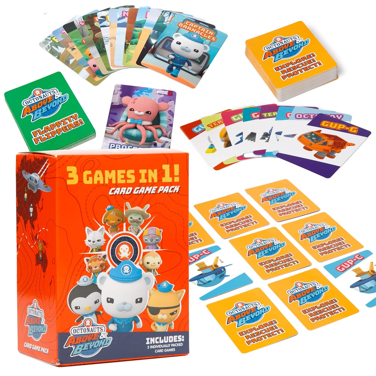 Mighty Mojo Octonauts Card Games Set - Memory, Go Fish & Old Maid - Fun Family Game for Kids - Cardstock - Perfect for Parties & Easter Baskets