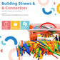 Playlearn Large 816 Piece Straws Builders Construction Building Toy - 8 Inch Full Size Straws - Giant Pack with Wheels and Speci