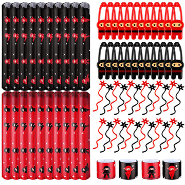 Jiuguva 72 Pcs Ninja Party Favors Toys Karate Birthday Party Supplies Include 24 Warrior Slap Bracelets 24 Stretchy Flying Ninja