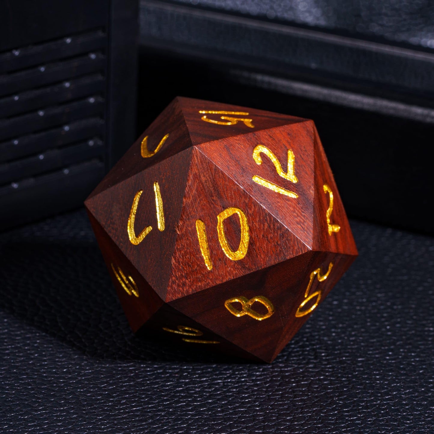 Hddais 50Mm Coralwood Jumbo D20 Dice - 20 Sided Polyhedral Dice With Gift Case For & D&D Role Playing Games