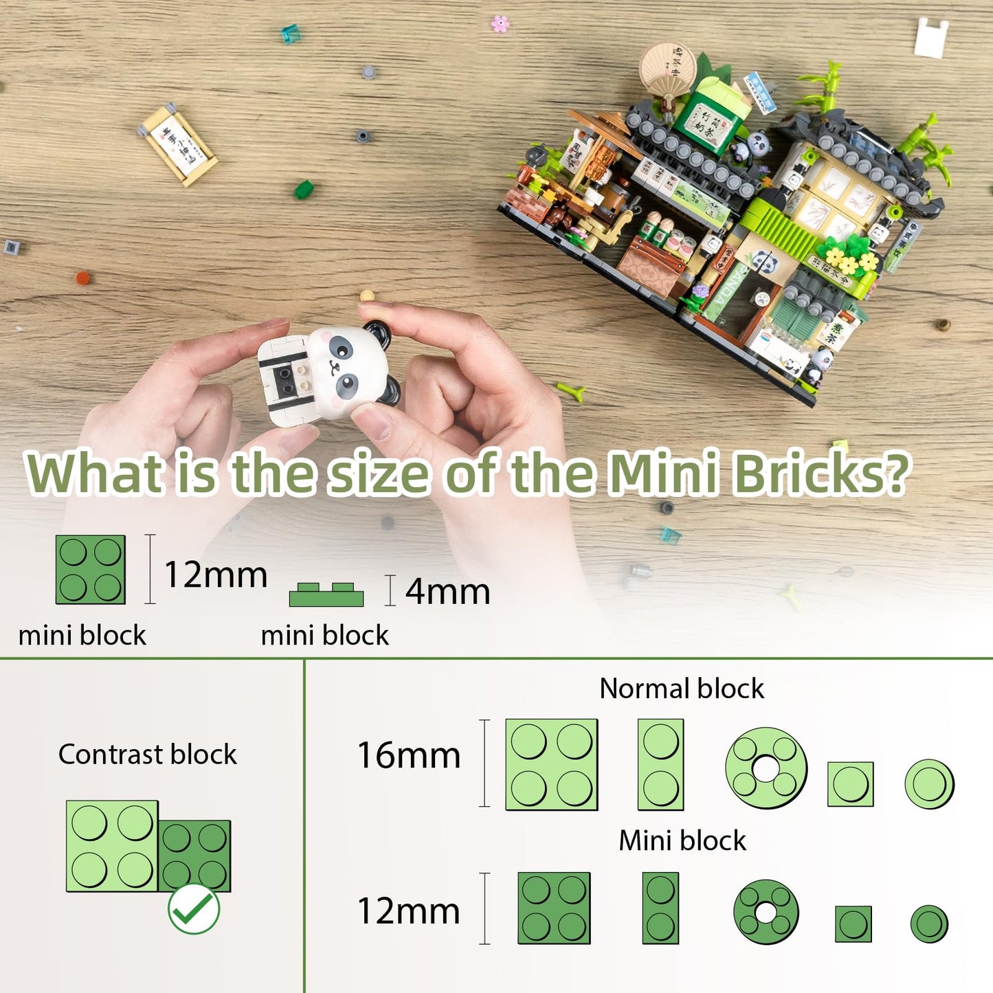 Street View Tea Shop Mini Building Blocks Set  Cute Panda Animals Building Toys Girls 6-12  Simulation Architecture Construction Toy  Birthday Gift for Kids mature-themeds (860PCS)