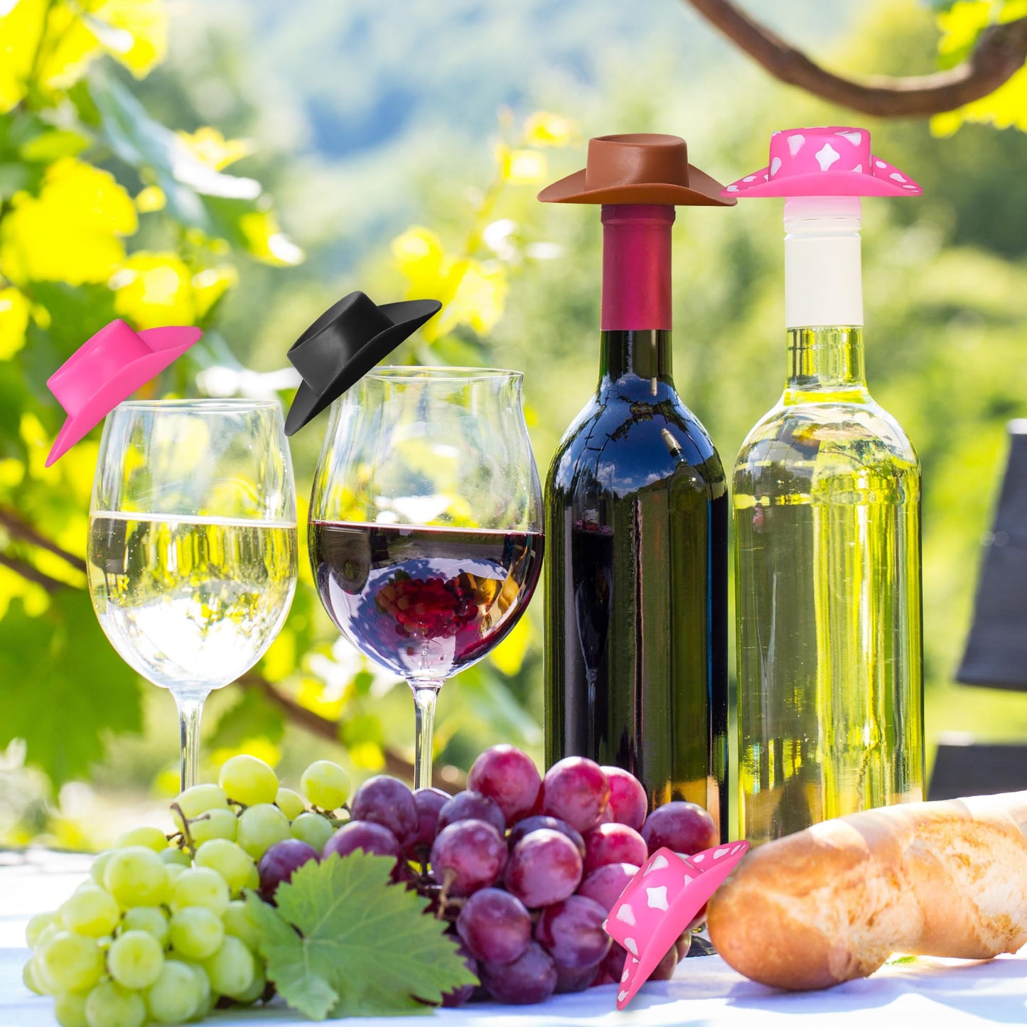 Yuronam 30 Pcs Plastic Mini Western Cowboy Cowgirl Hats Miniature Hats for Crafts,Party,Dollhouse Decoration (Pink with White Sp