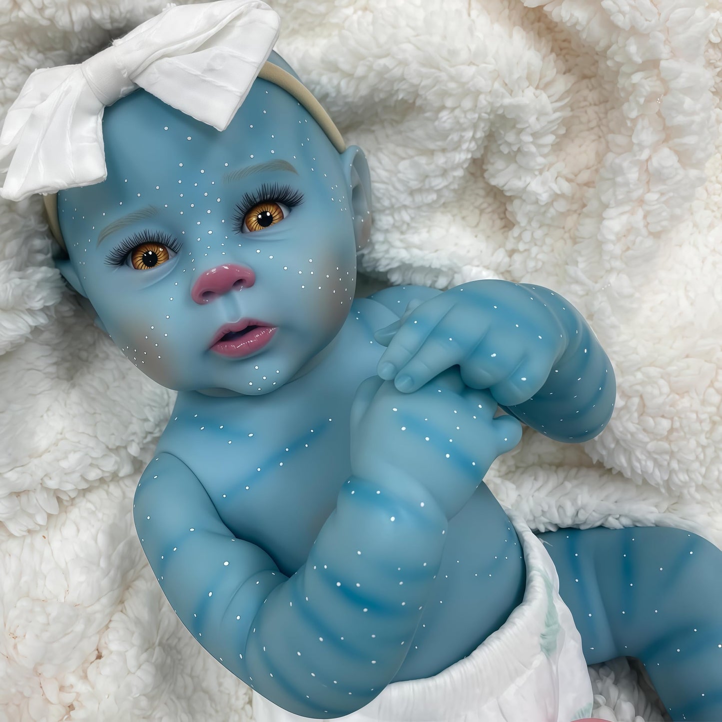 Joyarr 20 Inch Reborn Baby Doll With Blue Skin, Lifelike Newborn Doll Realistic Brown Eyes With Soft Vinly Body, Real Life Baby