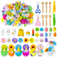 303 Pcs Easter Sensory Bin Filler Fine Motor Toys Include Pompom Easter Eggs Resin Bunnies Resin Chicken Figurines Flowers Clip