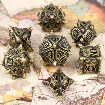 DND dice Set Metal dice Dungeons and Dragons dice RPG dice (Bronze)