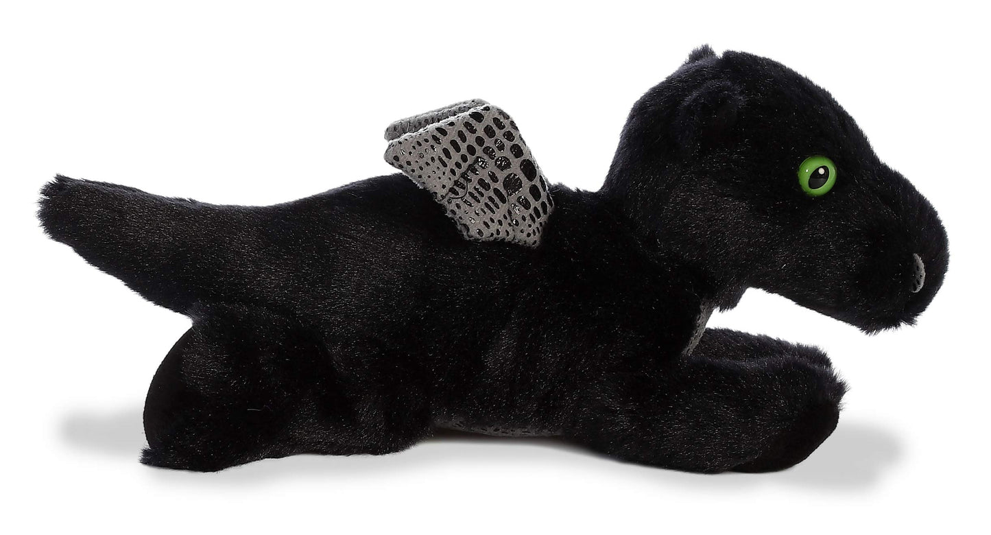 Aurora® Adorable Mini Flopsie™ Midnight Dragon™ Stuffed Animal - Playful Ease - Timeless Companions - Black 8 Inches