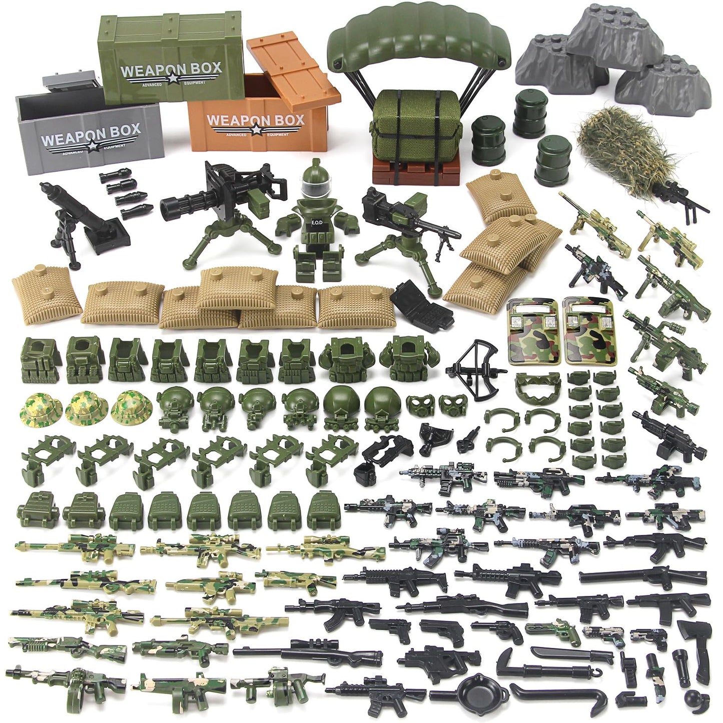 Feleph Military  Pack Army Toy Set Building Block for Soldier Figures  Camouflage Combat Suit WW2 Model SWAT Gear Piece Accessories Equipment Kit