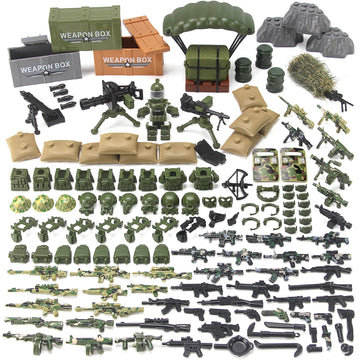 Feleph Military  Pack Army Toy Set Building Block for Soldier Figures  Camouflage Combat Suit WW2 Model SWAT Gear Piece Accessories Equipment Kit