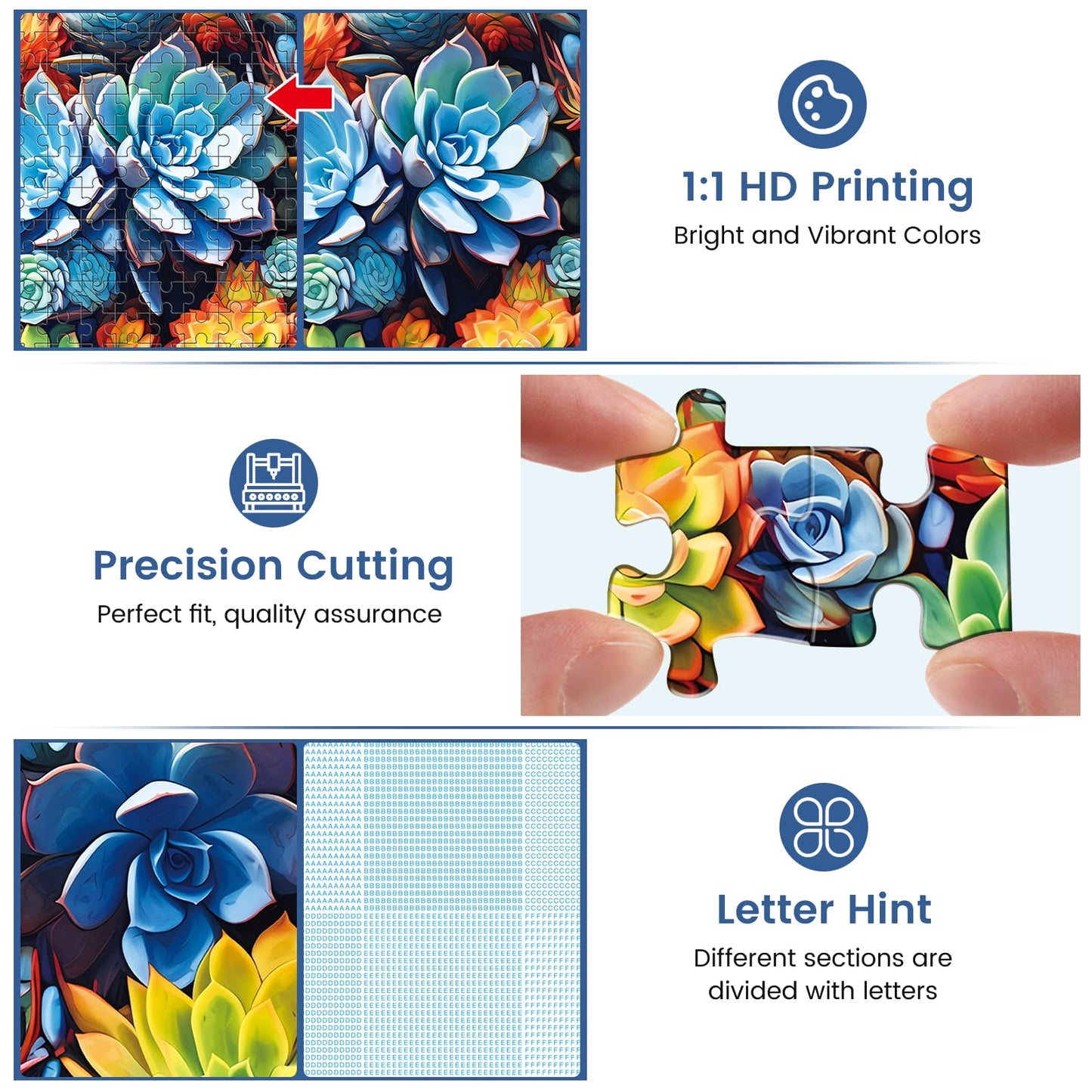 500 Piece Puzzle For Adults-Succulent Plant Puzzle| Recycled Cardboard Jigsaw Puzzles 500 Pieces | Challenging Family Activity G