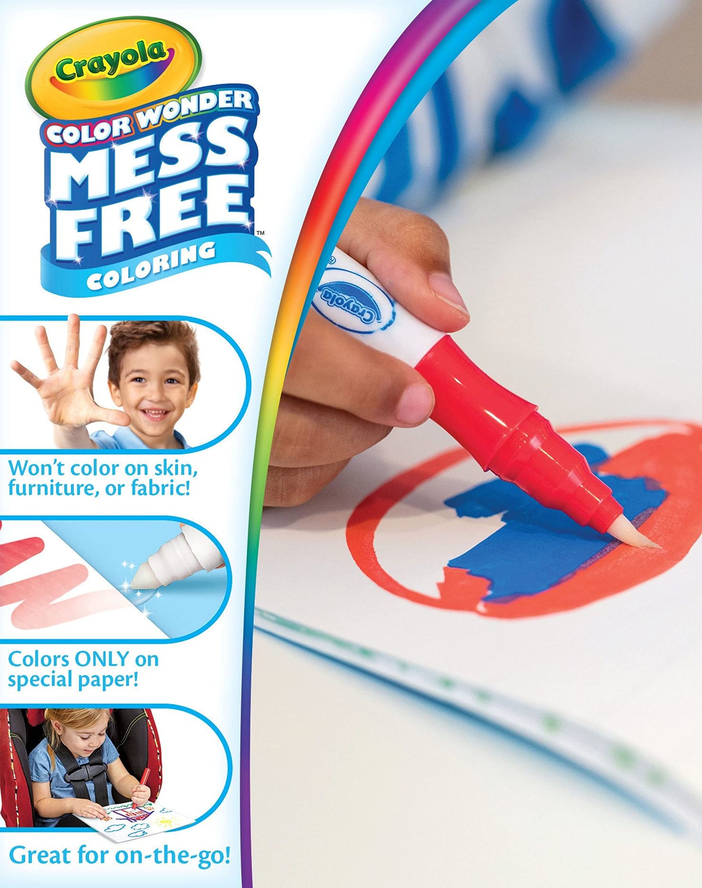 Crayola Color Wonder Paintbrush Pens & Paper Set - 6 Piece Mess Free Coloring for Toddlers, Arts & Crafts Gift in Orange, Green, Red
