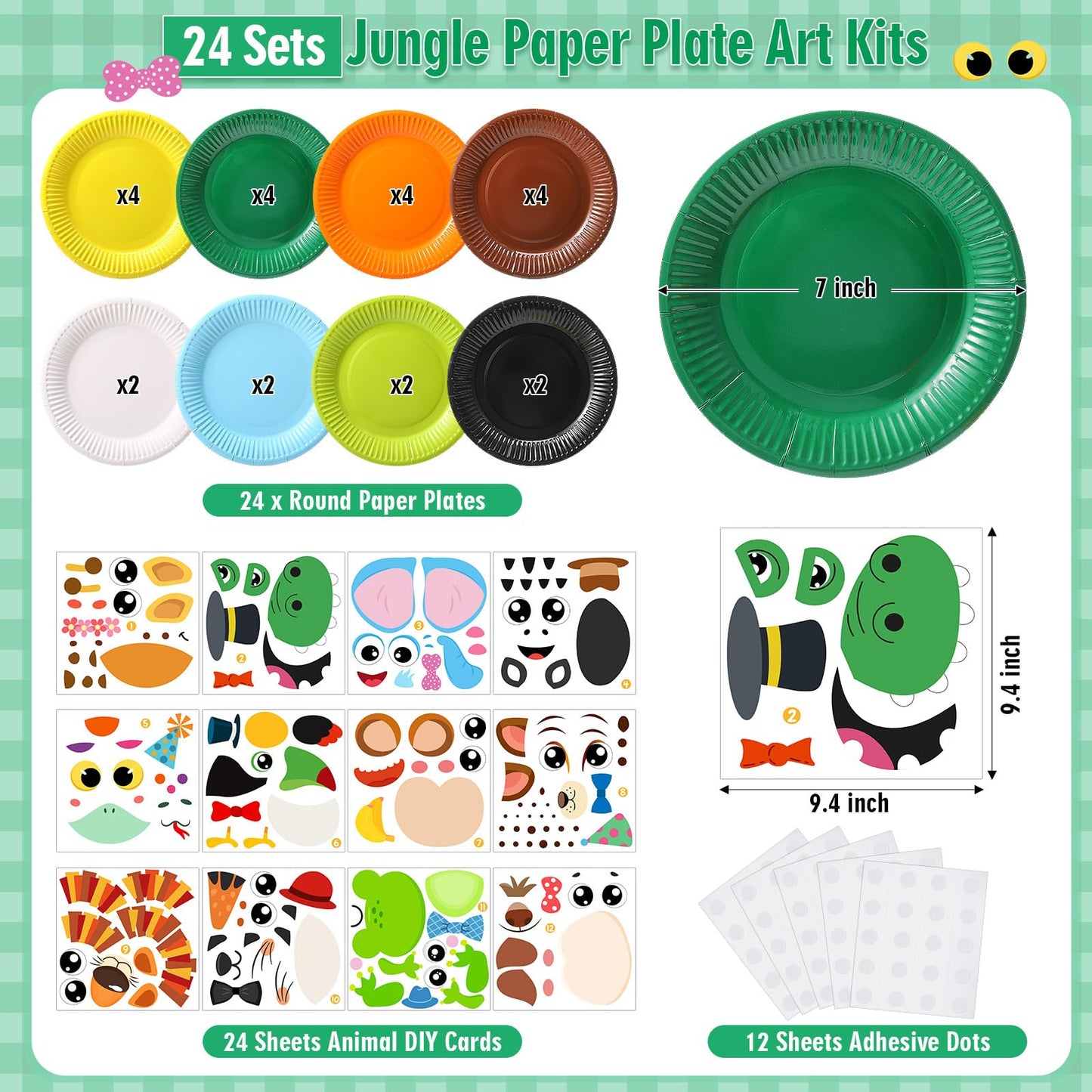 Funnymoom 24 Pcs Arts and Crafts for Kids, Thanksgiving Plate Craft Kits Turkey Arts Craft Christmas DIY Plate Kit for Fall Autu