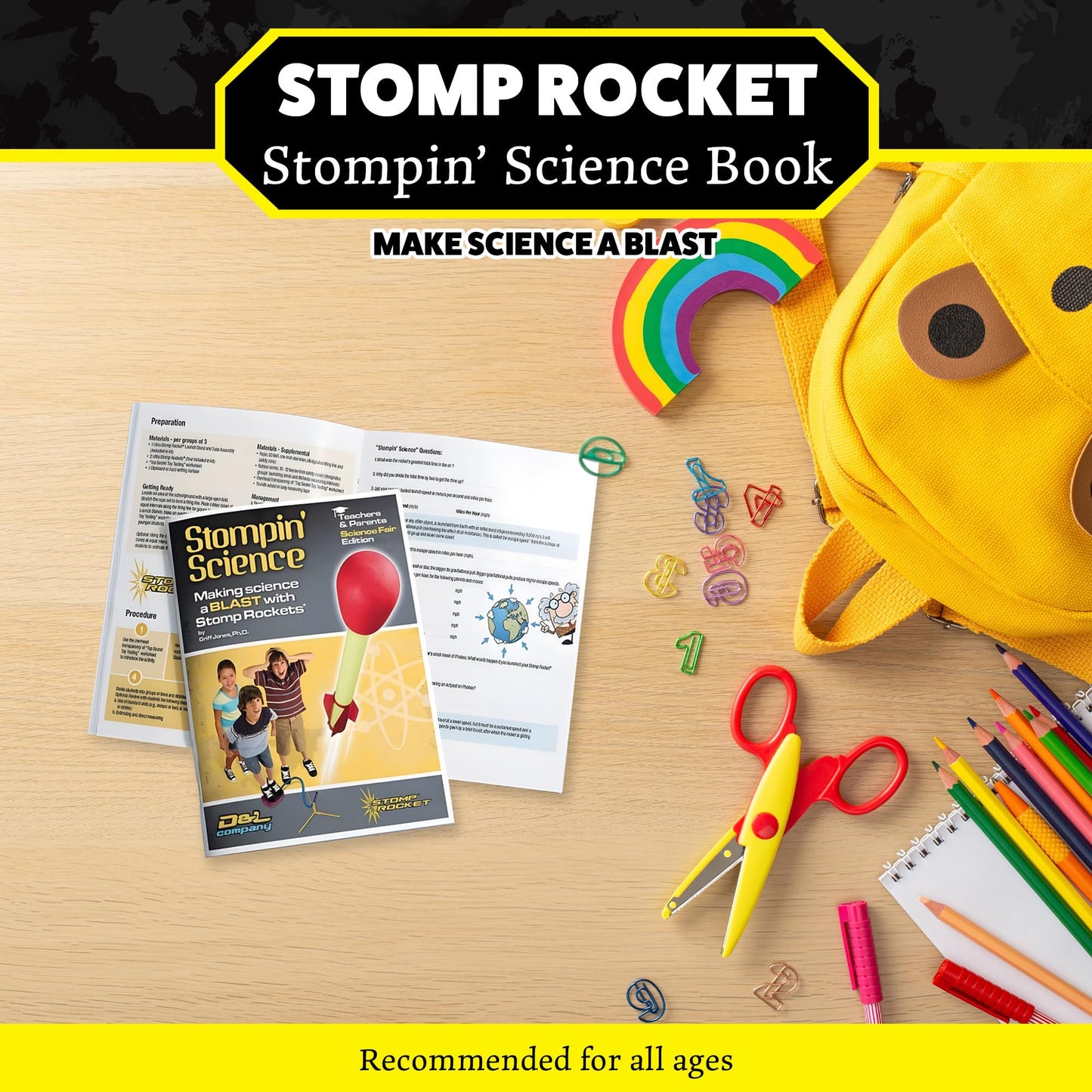 Stomp Rocket Stompin' Science Book - Use With Toys Rocket Launcher Kits For Kids - Introduction To Stem Educational Book For Boys & Girls, Fun, Interactive Outdoor Play, Learning Activity & Discovery
