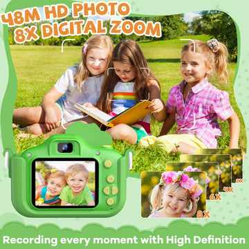 Upgraded 48Mp Kids Camera For Girls Boys 3-12, Video Selfie Camera-Christmas Birthday Dinosaur Gift For Toddler, Hd Digital Came