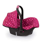 Bayer Baby Doll Deluxe Car Seat - Polka Dot Canopy, 46 cm, Pink, Model 67967AA, Plastic