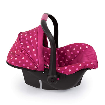 Bayer Baby Doll Deluxe Car Seat - Polka Dot Canopy, 46 cm, Pink, Model 67967AA, Plastic