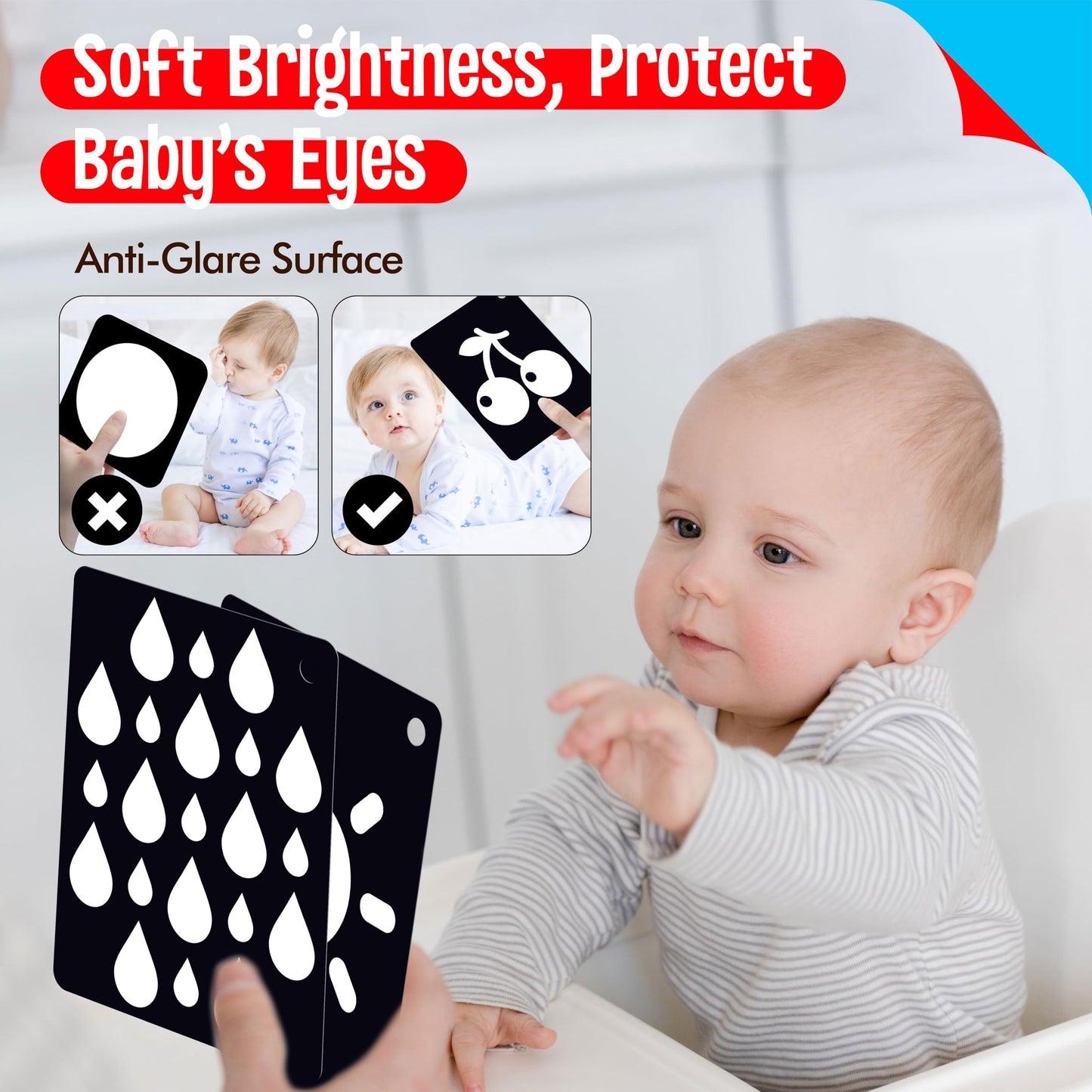 50PCS High Contrast Baby Flashcards  100 Pages Black & White Visual Stimulus Flash Cards  Brain Development Cards Set Montessori Sensory Toys for Infants Newborn Boy Girl Baby Tummy Time (0-3 Months)