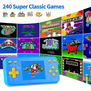 Handheld Game Console For Kids Preloaded 240 Retro Video Games, Portable Gaming Player With Rechargeable Battery 3.0'' Lcd Scree