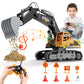 Remote-Control Excavator Toy for Boys Age 3-12 Year Old - 1/18 Scale RC Construction-Excavators Toys with 360 Rotation Metal Sho