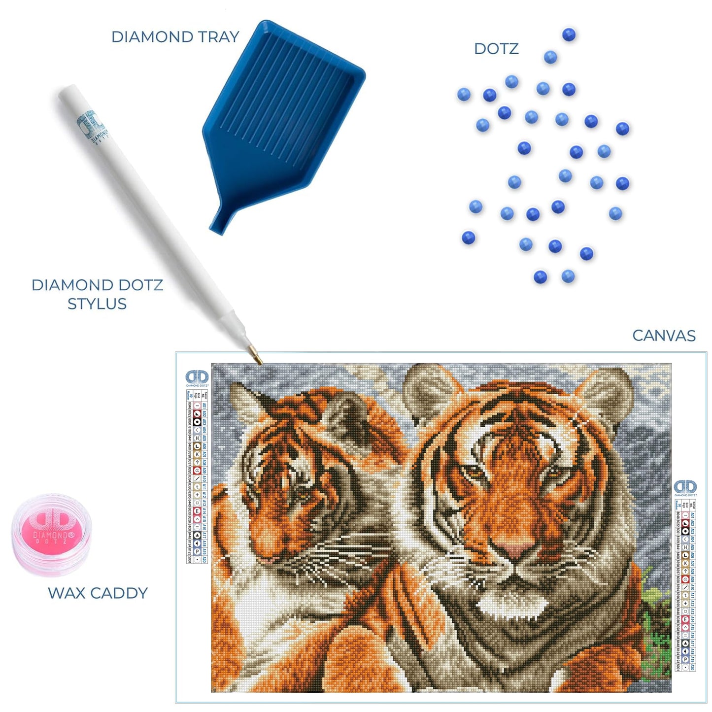 DIAMOND DOTZ Tigers Animal Diamond Painting Kits for Adults - Diamond Art Kits a Relaxing Creative Craft Kit with Dotz Gems 14.6