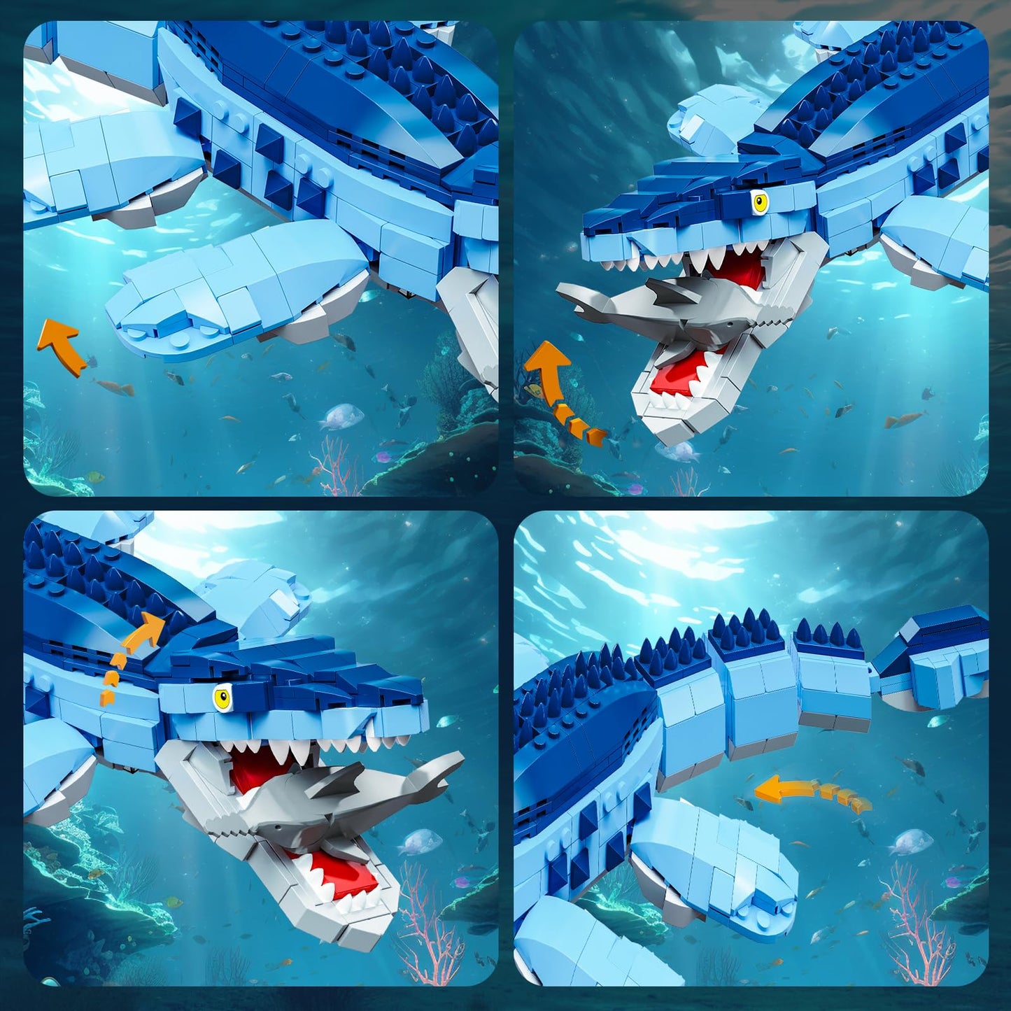 Mov stone Dinosaur World Mosasaurus Building Set - 787 Pcs, Plastic, Compatible with Lego, Ideal Gift for Boys 8-14 and Adults